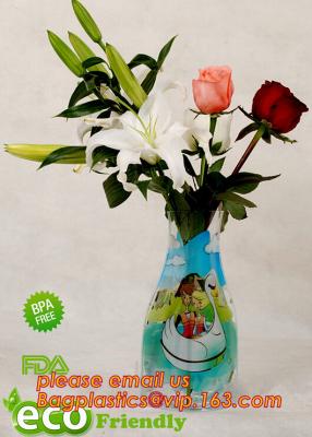 Chine Vase à fleur Standup transparent de plastique vinyle, vase à fleur en plastique de PVC avec la conception merveilleuse, plastique pliable imperméable à vendre