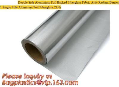 China Doppelte Seitenaluminiumfolie unterstützte leuchtenden Sperrenstoff des Fiberglasgewebedachbodens, den gesponnenen Stoff der Aluminiumfolie und bulding Kameraden zu verkaufen