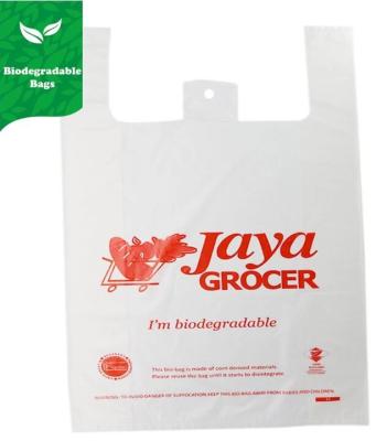 China Bolso abonable biodegradable de la manija de PBAT, bolso práctico abonable, manija cortada con tintas, suavidad, bolso de basura abonable de la manija en venta