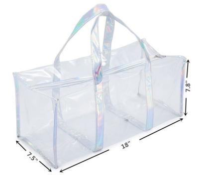 China Zipper closure Stadium Bag Transparent Tote Bag Large Beach Bag And Totes With Zipper Carry Shopping Bag For Women for sale