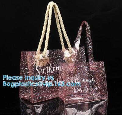 China Travel Environmental PVC SHOPPING BAGS / Storage Clear Stadium Bag Cosmetic Bag With Zipper PVC BEACH BAG for sale