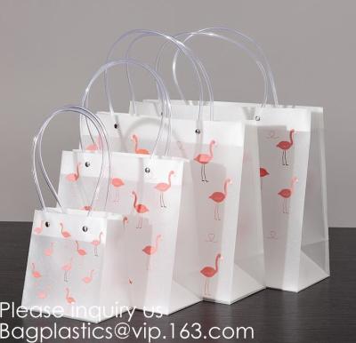 China Os PP geados ensacam sacos plásticos do presente com fontes translúcidas da decoração de Tote Gift Wrapping Flower Package dos punhos à venda