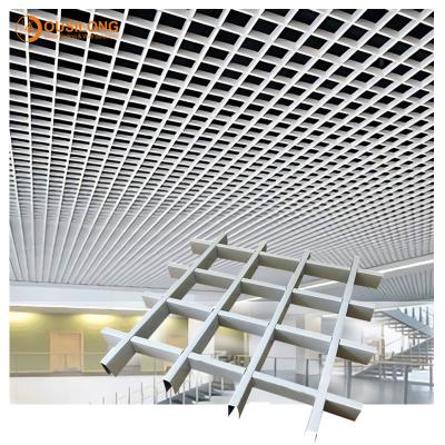 Chine La poudre blanche a enduit le plafond en aluminium de grille en métal de 625x625mm 0.5mm du plafond suspendu commercial de barre de pièce en t à vendre