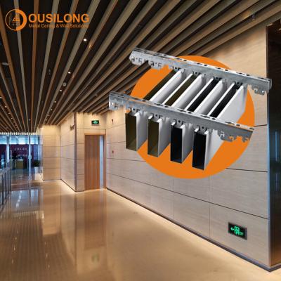 China Wood Grain Strip Metal Suspended Aluminium Baffle Ceiling Building Decorative Linear Aluminum Metal Panel for sale