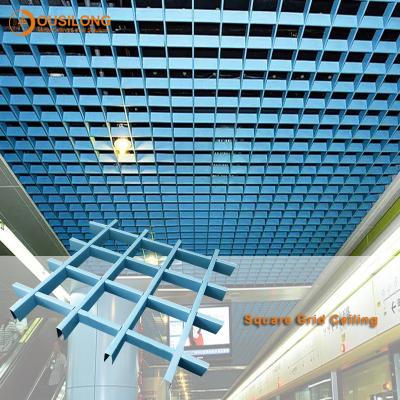 China Building Wall Ceiling Covering Decorational Materials RAL 9016 Suspended Metal Square Cell Ceiling Grid for sale