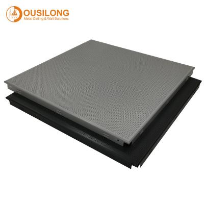 China Perforiertes Schnellclip in Decke 600 x akustischer Aluminiumtropfen des aluminium-600 hinunter Decken-Fliesen zu verkaufen