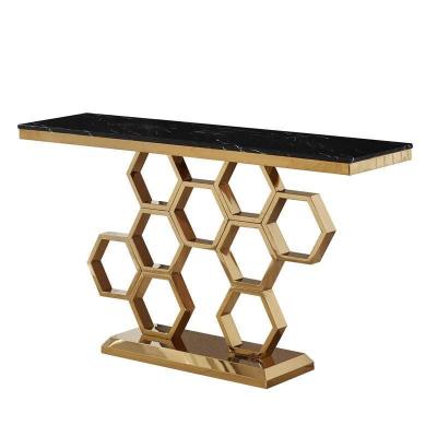 China Wholesale Modern Customizable Marble Console Table Entrance Luxury Rose Gold Console Table for sale