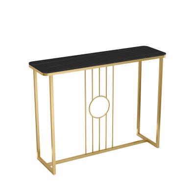 China New Modern High Quality European Style Gold Console Table Furniture Marble Consle Black Table Modern for sale