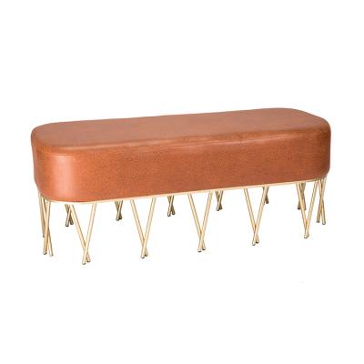 China Modern Nordic EUROPEAN Deign Living Room Furniture Hotel PU Leather Soft Bench Sofa With Metal Legs for sale