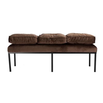 China EUROPEAN China Supplier Modern Design Nordic Living Room Furniture Brown Sofa Stools Bench With Metal Legs for sale