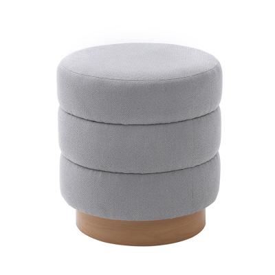 China Modern Customized Color Velvet Round Shape Foot Stool Stool Pouf With Wood Base for sale