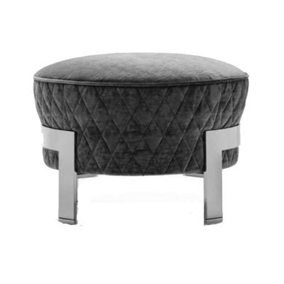 China Modern Modern Round Fabric Makeup Ottoman Stool Velvet With Metal Legs For Bedroom Living Room for sale