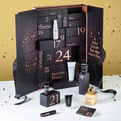 China Recycled Materials Customized Luxury Private Label Makeup Beauty Glitter Eyeshadow Christmas Advent Calendar Box Empty Custom Gift Box for sale