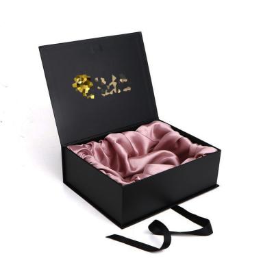 China Recyclable Luxury Custom Logo Clothing Swimwear Dress Pants Wigs Packaging Box Gift Box With Ribbon And Satin for sale