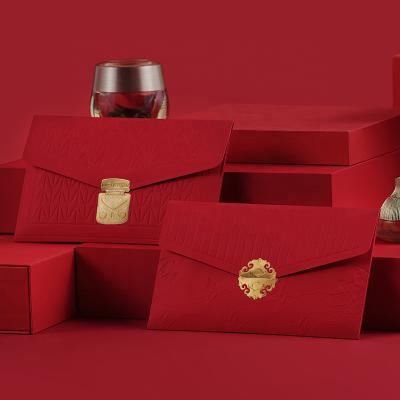 China High Quality Chinese Gift Envelope New Year Customized Custom Red Lucky Money Bags Red Envelope Package Red Spring Festival Pouch for sale