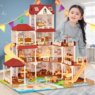 China Hot Selling Chinese-made Cartoon Toy Kids Toys Big Dream Gabby Pink Doll Rooms Set With Light For Girls for sale