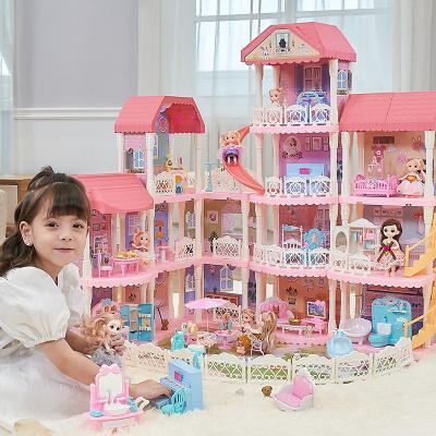 China Hot Selling Chinese-made Cartoon Toy Kids Toys Big Dream Gabby Pink Doll Rooms Set With Light For Girls for sale