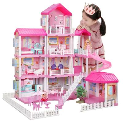 China 2021 Cartoon Toy Amazon Hot Sale Diy Doll House Miniature Wooden Doll's Room Large Set For Kids Children's Day Christmas Gifts for sale