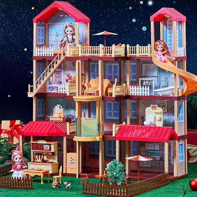 China Cartoon Toy Hot Selling Doll House Set Luxury House Villa With Accessories Toys House For Girls for sale