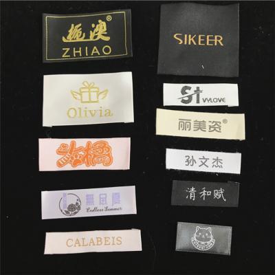 China Clothing Labels Silk Screen Sustainable Garment Woven Care Label Silk Printing Labels for sale