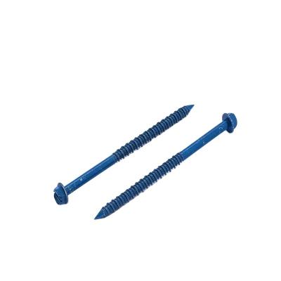 China Truss Hex Joint Head Blue Masonry Steel Slotted Concrete Screw for sale