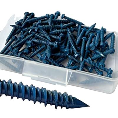 China Newest Truss Factory Price Carbon Steel Galvanized Blue Flat Countersunk Head Fully Threaded Concrete Screw Anchor Custom Screw for sale