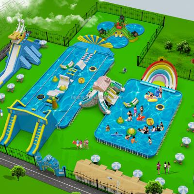 China Commercial Rental Inflatable Water Park Combo Inflatable Water Slide and BEIJING Bird's Nest Swimming Pool Successful Project for sale