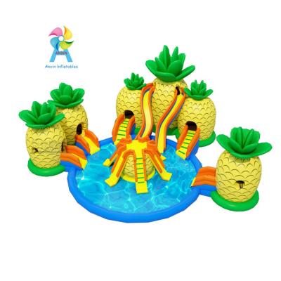 China Children playing NEW 2018 fruit theme pineapply aqua park inflatable water park inflatable mobile park equipment for sale