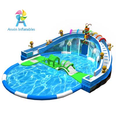 China 0.9mm PVC Tarpaulin Large Outdoor Inflatable Amusement Park Land Mobile Water Park For Sale for sale