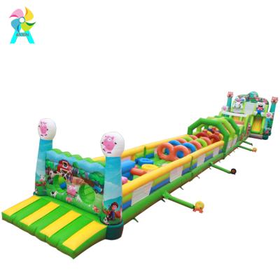 China Commercial Theme Rental Inflatable Tropical Obstacle Course For Kids for sale