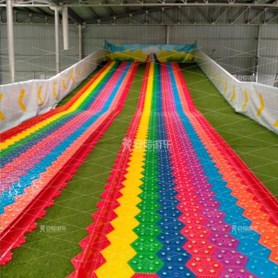 China Outdoor Amusement Park Indoor & Outdoor Dry Color Rainbow Slide Piping Plastic Snow Skiing Artificial Slope for sale