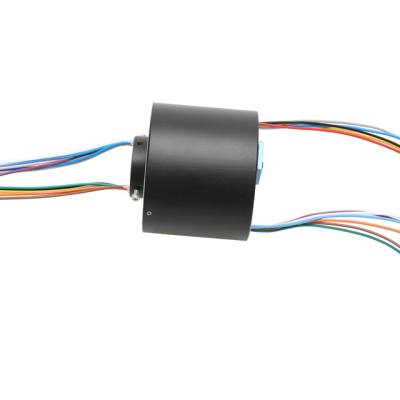 China Diameter 25.4mm 12CH 10A Gold/Gold Hole High Current Conductive Slip Ring Through Hole Cavity Shaft Slip Ring With Aluminum Alloy Shell for sale