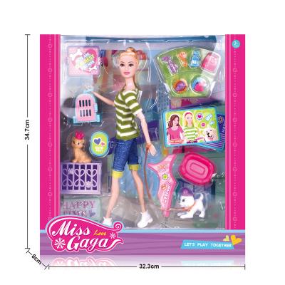 China 11.5 Inch Doll Accesory Gift Cartoon Toy Set For Girls Sex Dolls Knuckle Ring With 2 Dog Cages And Cat And Dog Sofas for sale