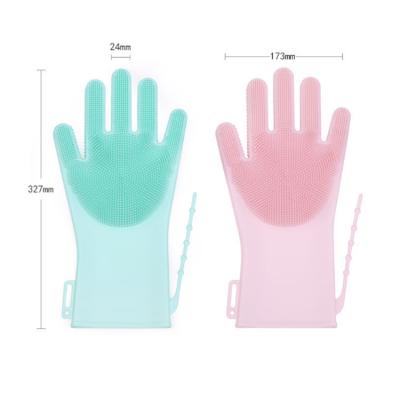 China Kitchen Tools Reusable Magic Silicone Scrubber Mitt Silicone Dish Washing Cleaning Mitt for sale