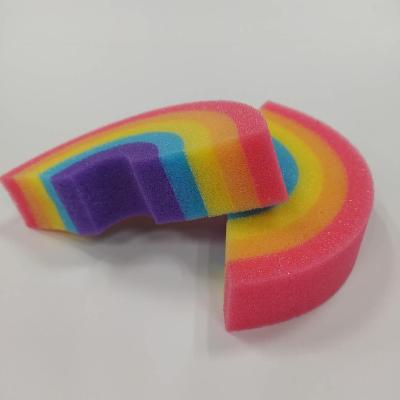 China EXFOLIATE Soft and Comfortable Cartoon Sponge Bath Sponge Multifunctional Colorful Rainbow Cleaning Sponge for sale