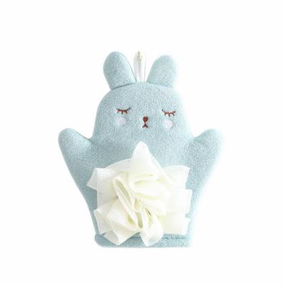 China EXFOLIATE Cute Animal Shape Comfortable Polyester Exfoliating Bath Body Glove For Baby for sale