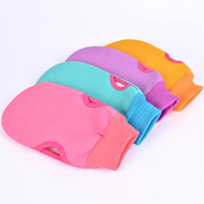 China EXFOLIATING Polyester Exfoliating Double Scrub Body Silk Exfoliating Glove for sale