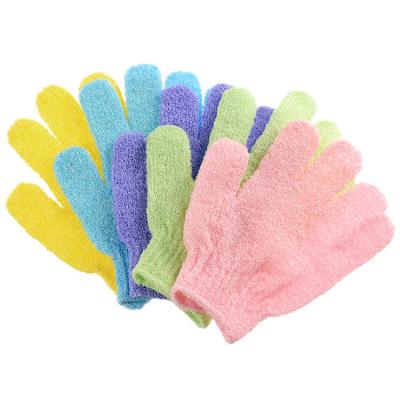 China EXFOLIATING Five Finger Comfortable Nylon Exfoliating Scrub Bath Mitt for sale