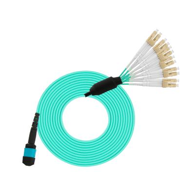 China Multimode FTTH MPO Systems 3M 12 Core To LC Fiber Optic Patch Cord for sale