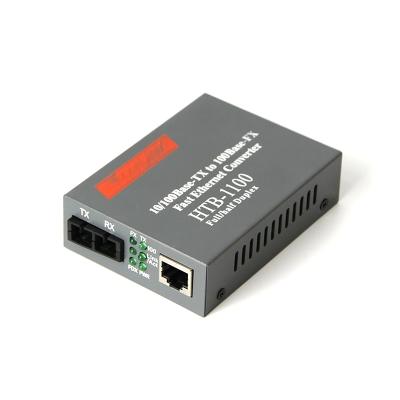 China Telecom Multimode HTB-1100 10/100Mbps Fiber SC Port 2KM Fiber Ethernet Media Duplex Converter for sale