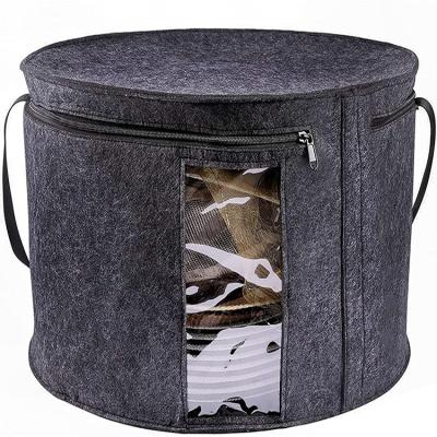 China Eco-friendly Front Panel Zipper Lid Dark Gray Transparent Laundry Storage Basket Felt Kids Storage Basket for sale