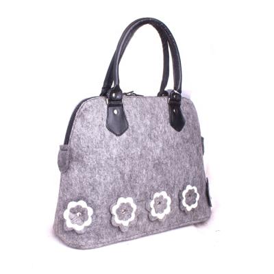 China Fashion Eco-friendly Custom Ladies Simple Shopping Bag Shoulder Bag Gray Felt Tote Bag for sale