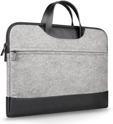 China Eco-friendly Felt Sleeve Bag Laptop Notebook Ultrabook Bag Briefcase With Leather Handle for sale