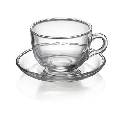 China Glass cup and saucer set G-horse DPT01 best selling household hot-selling glass cup and saucer set for sale