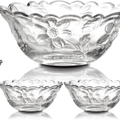 China Glass Bowl Cherry 7032D Red Glass Bowl Sets Customized Transparent Mixing To Lid Glass Bowl Sets for sale