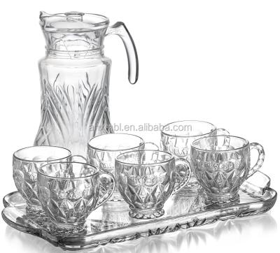 China Glass Cup and Saucer Customizable Wholesale High Quality Glass G-horse Jug and Cup Set BMPEHL04-7T for sale