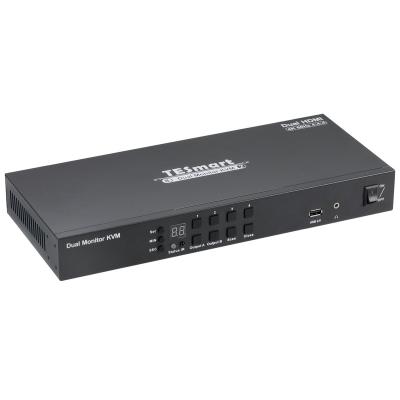 China Cassect 4-Port Dual Monitor HDMI KVM Switcher 4K@60Hz 4:4:4 for sale