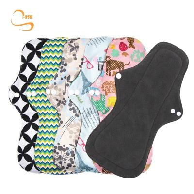 China XL Women Sanitary Pads Super Absorbent Bamboo Charcoal Reusable Bamboo Cloth Washable Menstrual Pads for sale