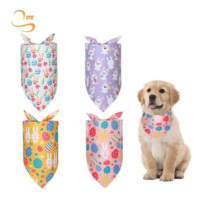 China Washable Bandana Stocked Soft Triangle Dog Scarf Easter Pet Scarf Bibs Bunny Design Polyester Printed Puppy for sale