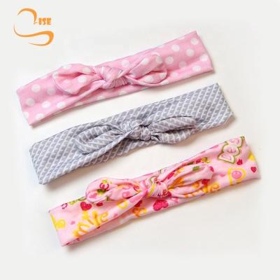 China Fashion Elegant Pink Knot Bow Hairband Printed Flower Headband Set Dot Bow Headband for sale